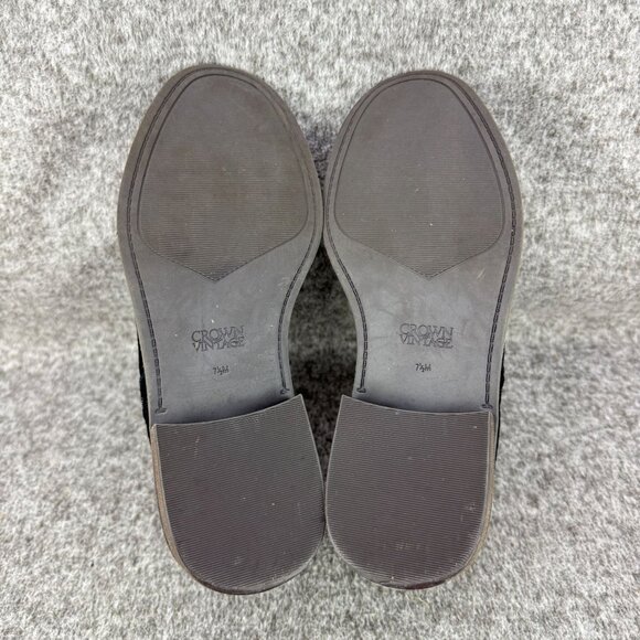 ✅ Womens 7.5M Crown Vintage Ankle Boots Black Suede Leather Booties Side Zipper - Picture 4 of 13